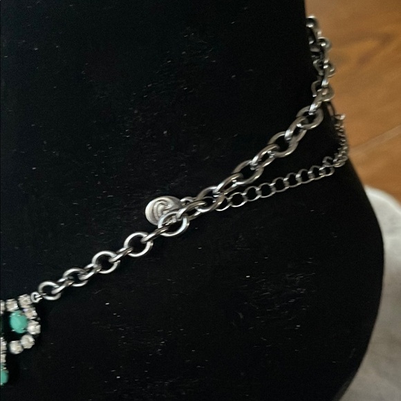 Guess Green and Silver Statement Necklace with Cascading Beads - Picture 3 of 5